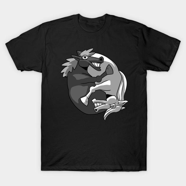 Yin & Yang Horse T-Shirt by DudelArt